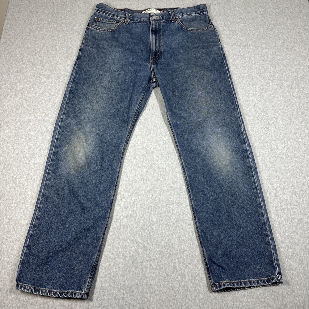 Y2K Levi's 505 Men's 36x30 Regular Fit Straight Leg Medium Wash Blue Jeans Fade